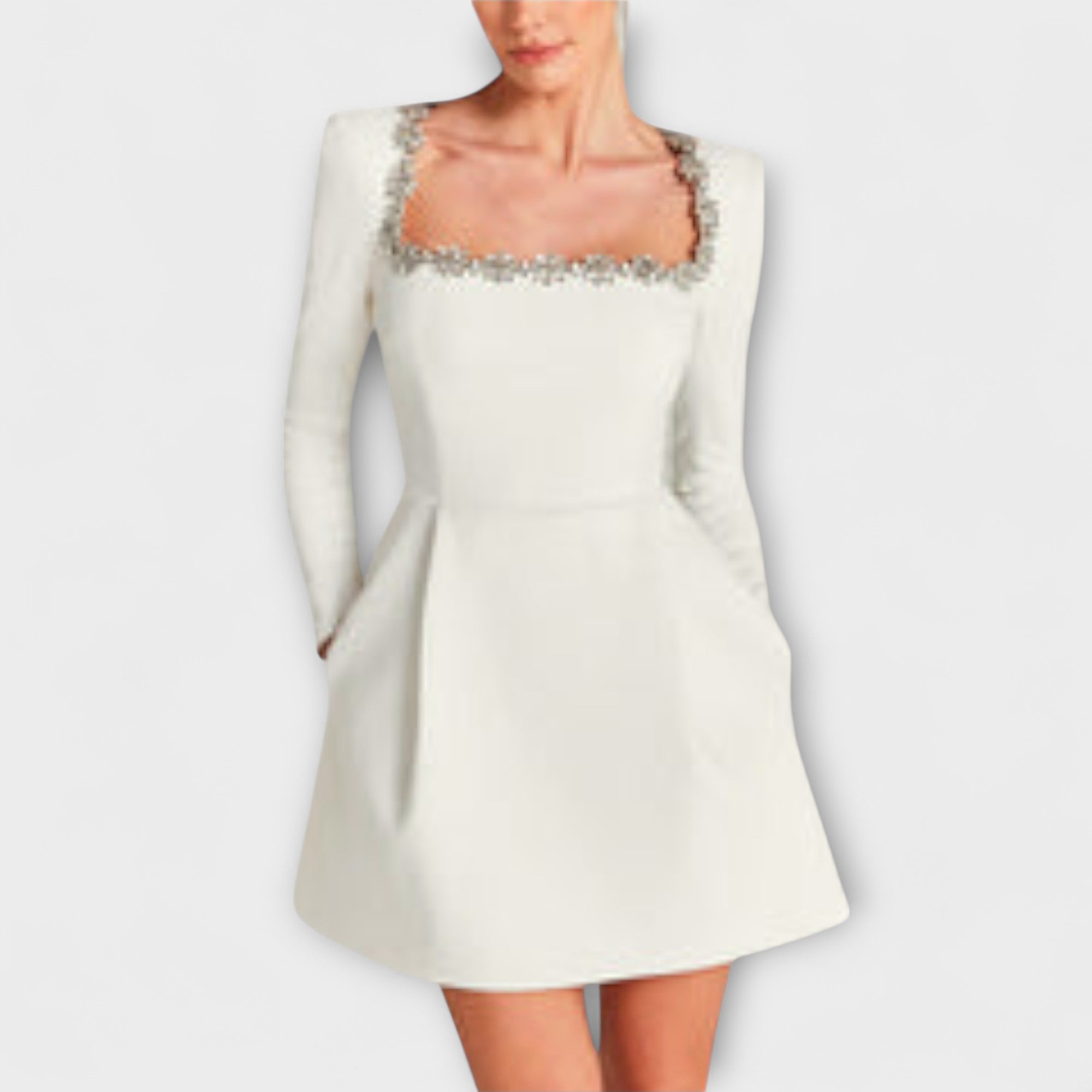 Wren - Robe mini en velours avec ornement en pierres précieuses