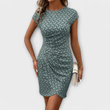 Emma - Robe tulipe à manches courtes avec impression intégrale