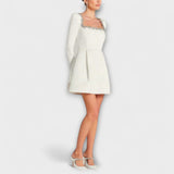 Wren - Robe mini en velours avec ornement en pierres précieuses