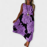 Robe midi à fleurs avec jupe à volants