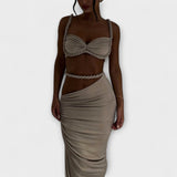 Jane - Duo de Crop Top à Tresses en Dégradé Chic et Jupe Overskirt