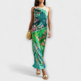 Aisling - Robe Maxi Fleurs Drapée Tordue Élégante
