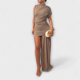 Lila - Robe chic et étroite avec col rond et plissé