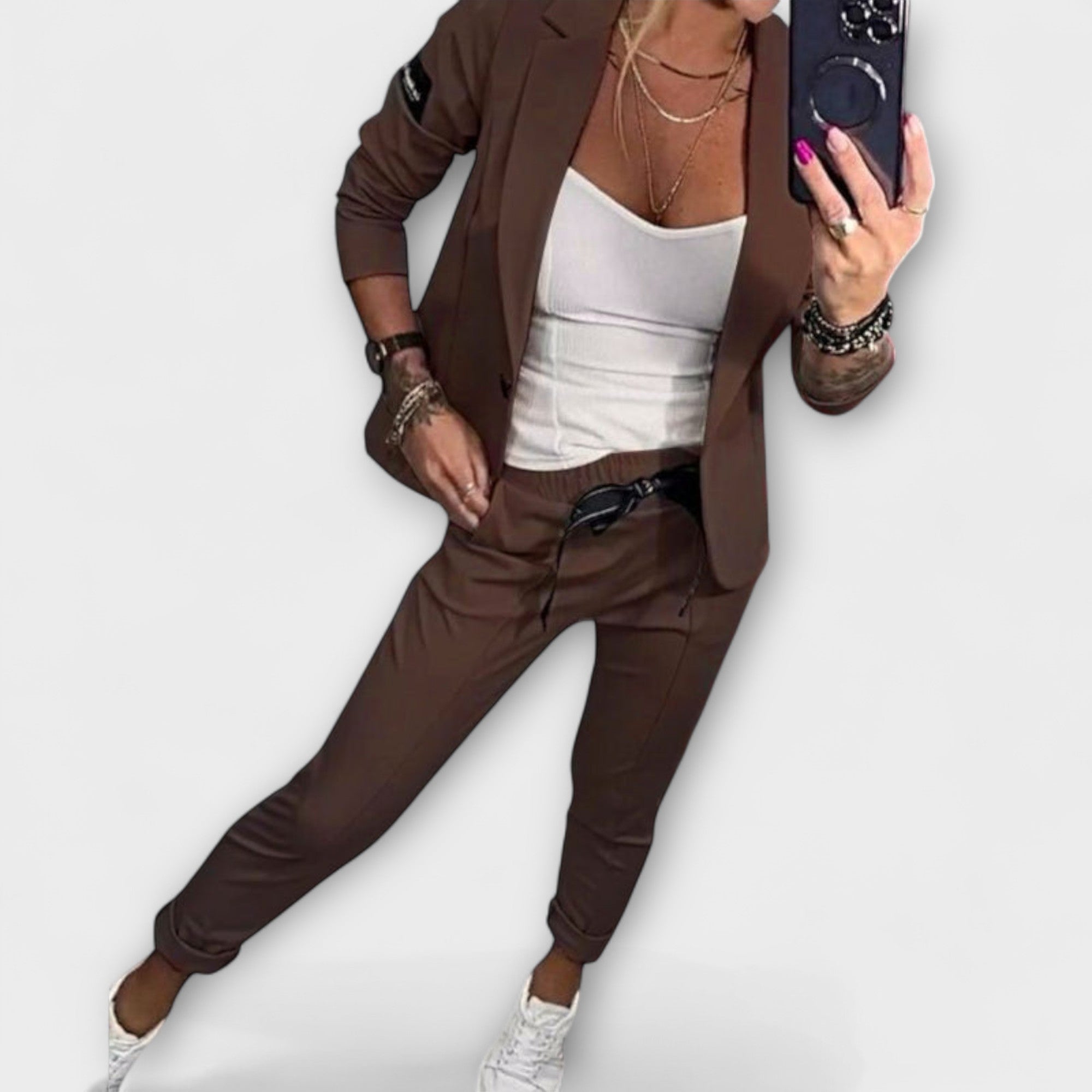 Malou - Ensemble coordonné composé d'un top, d'une veste et d'un pantalon