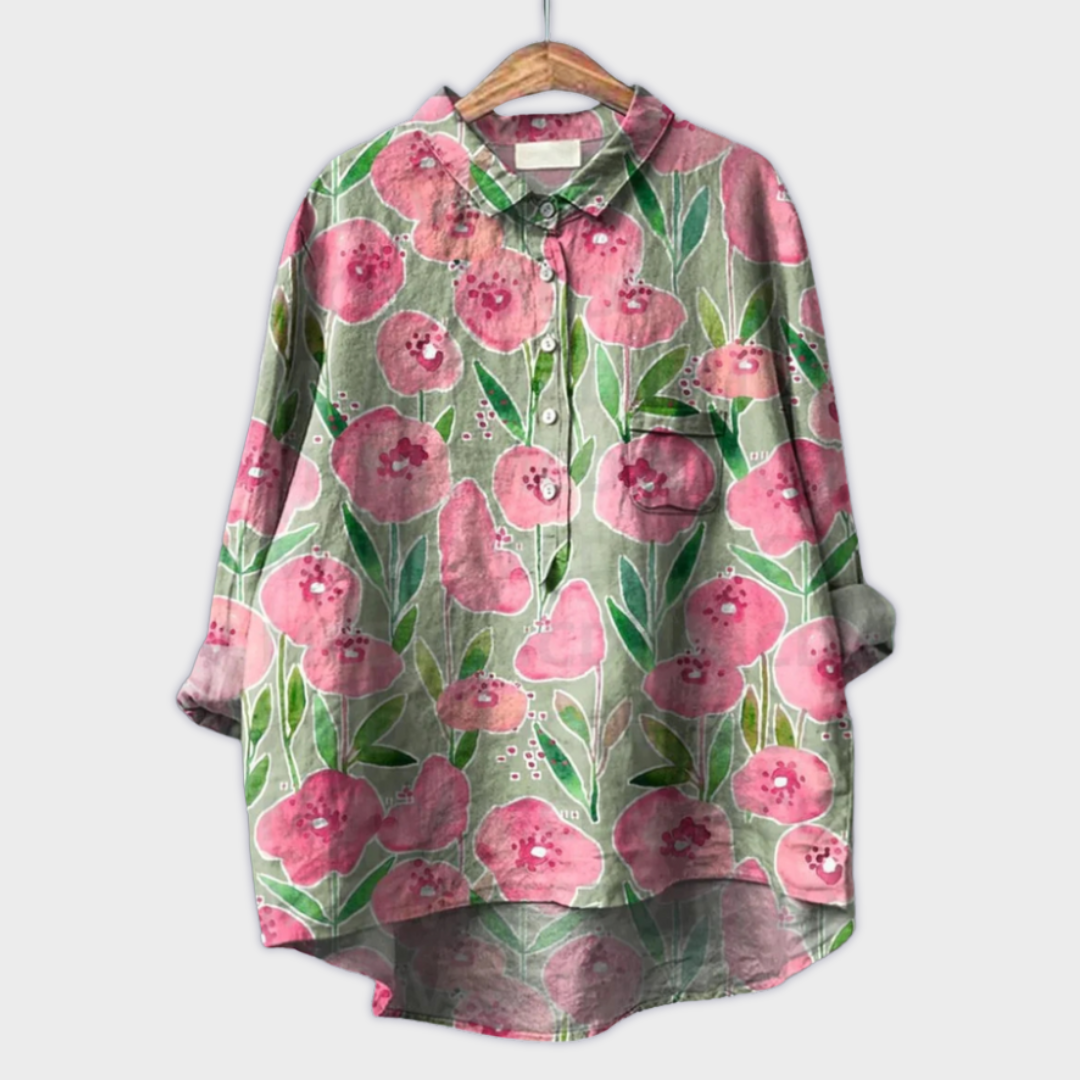 Magdalena - Blouse pour femmes faite à la main avec un design floral
