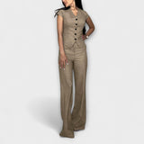 Ivy - Ensemble top à décolleté en V et pantalon élégant