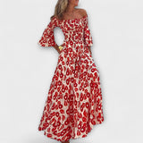 Bella - Robe Off-Shoulder avec Fleurs Maritimes