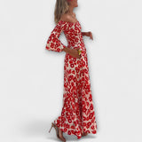Bella - Robe Off-Shoulder avec Fleurs Maritimes