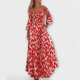 Bella - Robe Off-Shoulder avec Fleurs Maritimes