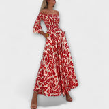 Bella - Robe Off-Shoulder avec Fleurs Maritimes