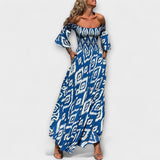 Bella - Robe Off-Shoulder avec Fleurs Maritimes