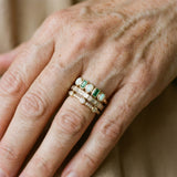 Bagues Vintage avec Opale Blanche et Verte