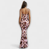 Thalia - Robe de bal à imprimé floral avec bretelles nouées