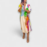 Roos - Robe décontractée avec imprimé de feuilles colorées