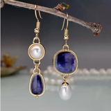 Boucles d'oreilles Retro Pierre Bleue