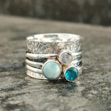 Bague en Pierre Naturelle Bleu Rétro