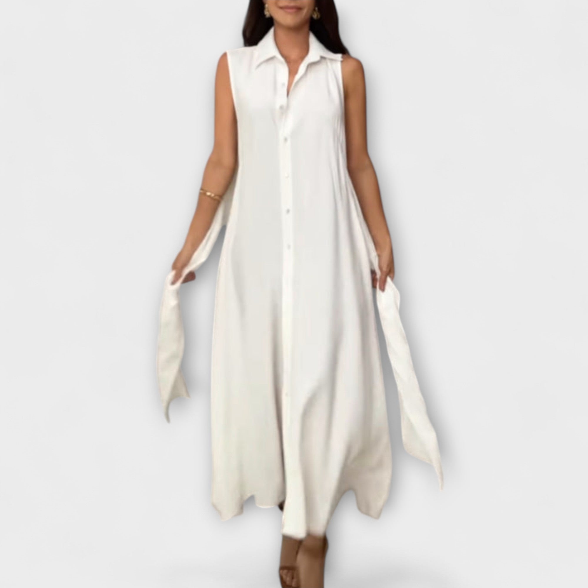 Mira - Robe midi à une rangée avec détail de lien