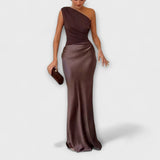 Robe Maxi Plissée Éléganter à Une Épaule