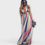 Robe Femme Multicolore Rayée à Col V