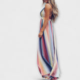 Robe Femme Multicolore Rayée à Col V