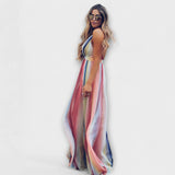 Robe Femme Multicolore Rayée à Col V