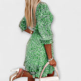 Robe à manches bouffantes florale pour femmes