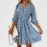 Robe à manches bouffantes florale pour femmes