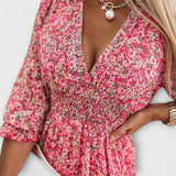Robe à manches bouffantes florale pour femmes