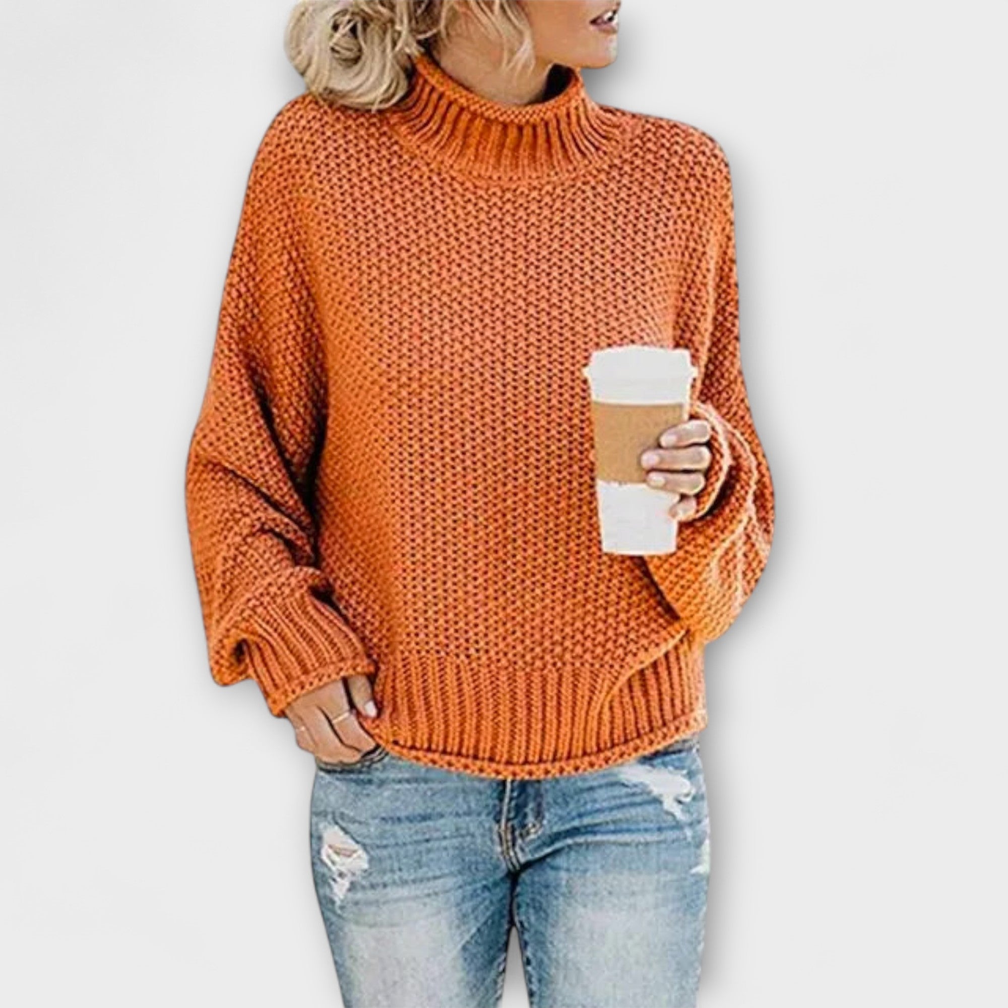 Fleur Rousse - Pull épais avec col montant