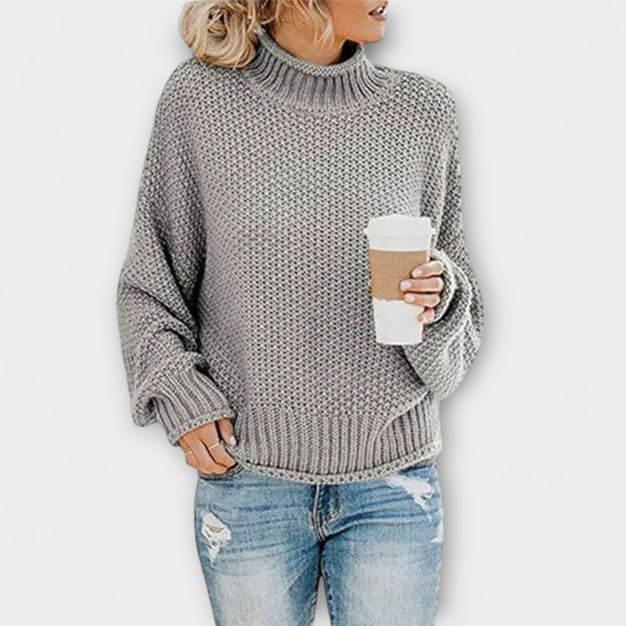 Fleur Rousse - Pull épais avec col montant