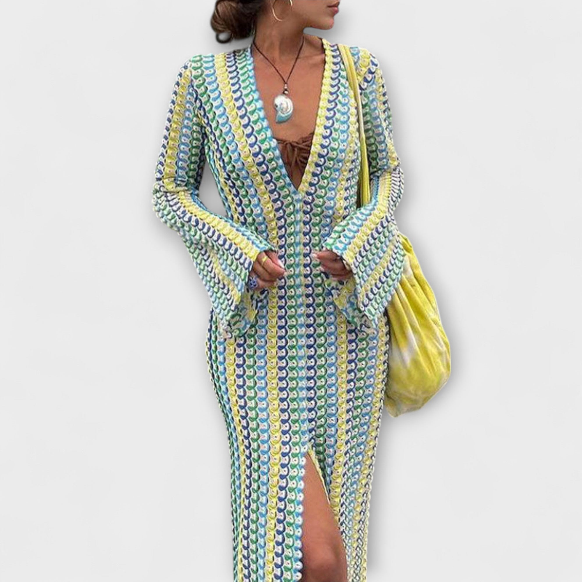 Elina – Robe maxi avec décolleté en V et ambiance de vacances