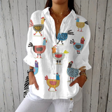 Noélia - Blouse légère avec impression de poules