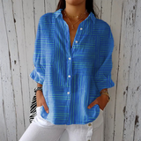 Clara - Chemise Moderne Rayée Bleue
