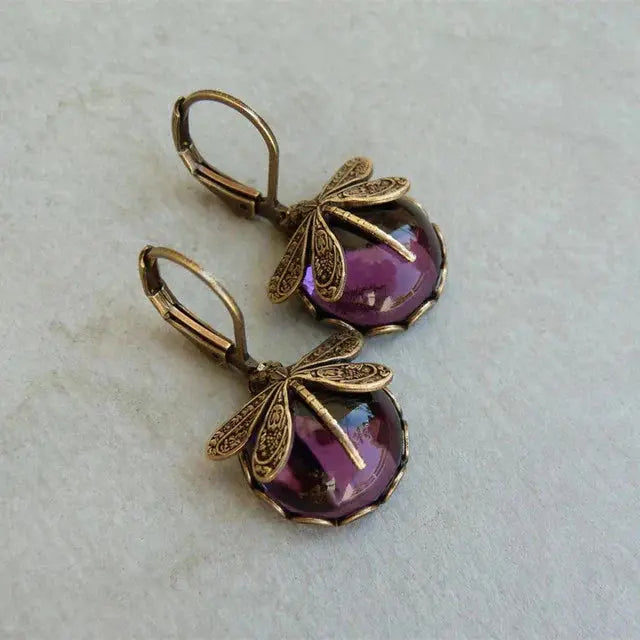 Boucles d'oreilles sphériques en or antique