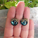 Boucles d'oreilles sphériques en or antique