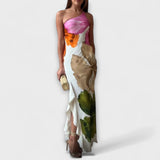 De Sapphire - Élégant Maxi Robe Patchwork