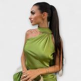 Robe maxi halter décolletée