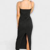 Robe longue sans manches à volants chic
