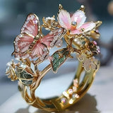 Bague en papillon brillant en nature avec zircon