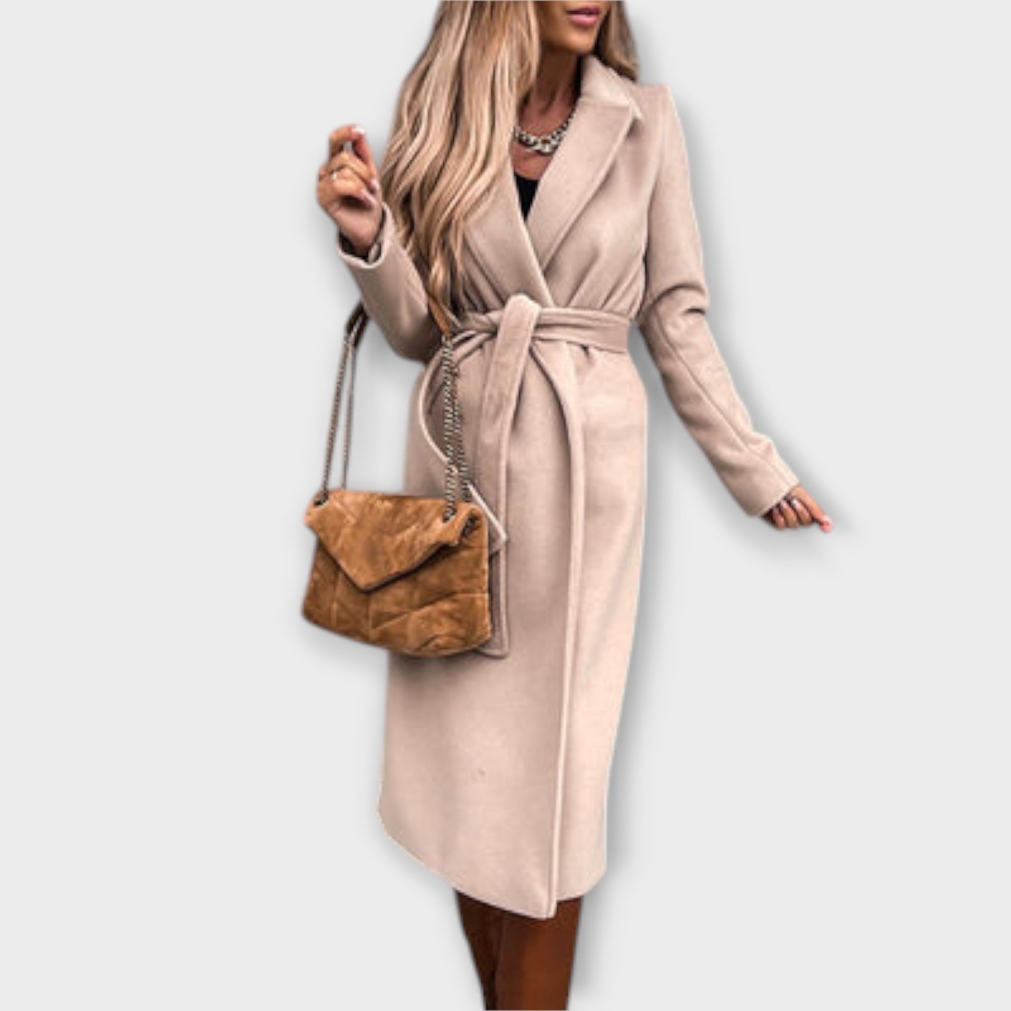 Eliza - Manteau long chic avec ceinture à nouer