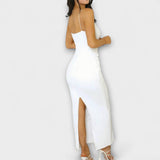 Robe longue sans manches à volants chic