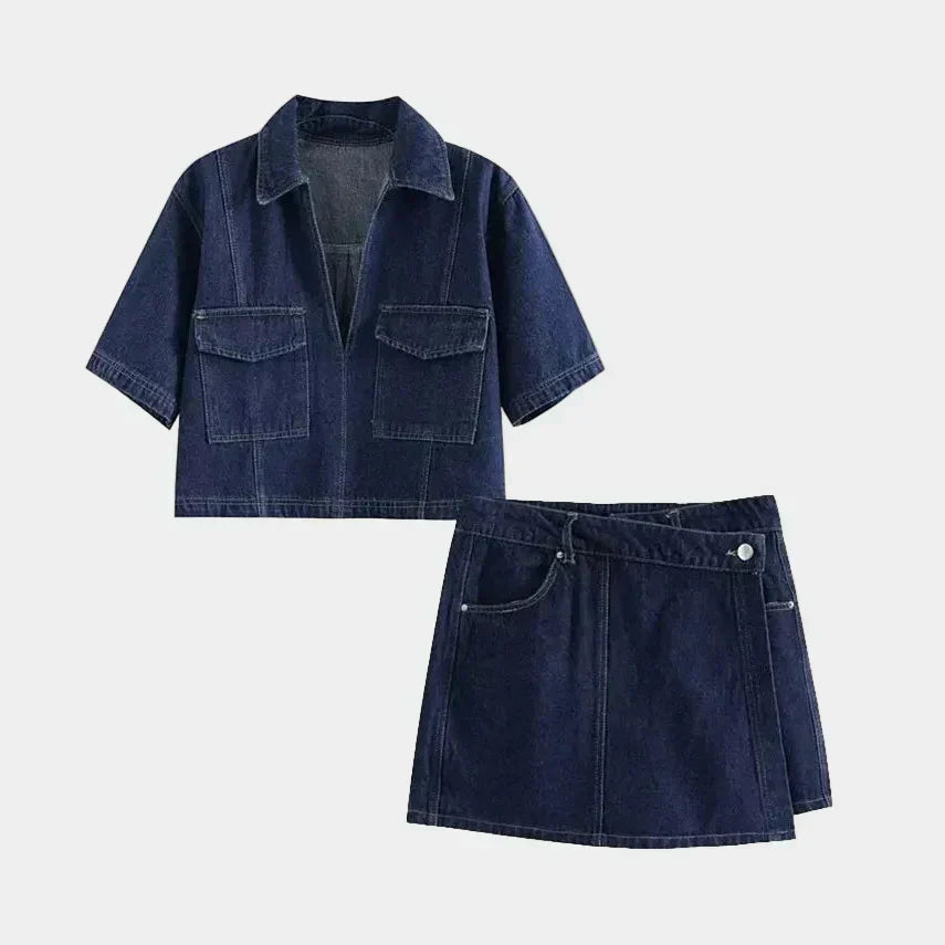 Ensemble en Jean avec Décolleté en V