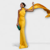 Robe maxi halter décolletée