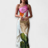 De Sapphire - Élégant Maxi Robe Patchwork