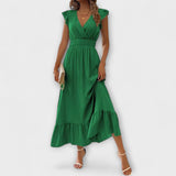 Poète - Robe maxi avec manches volantées et décolleté en V profond