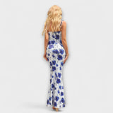 Thalia - Robe de bal à imprimé floral avec bretelles nouées