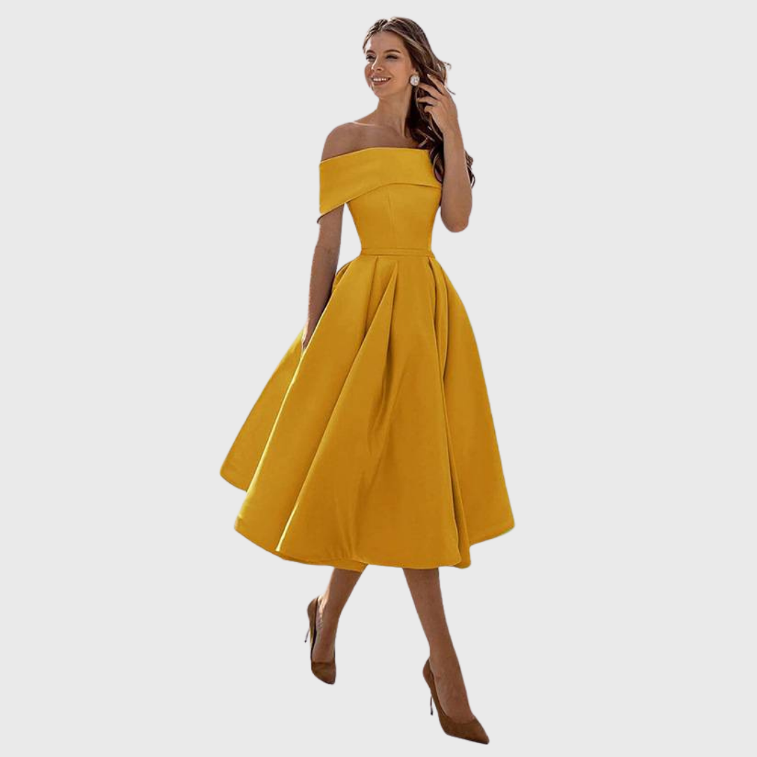 Romy - Élégant Maxikleid à Bretelles Dégagées