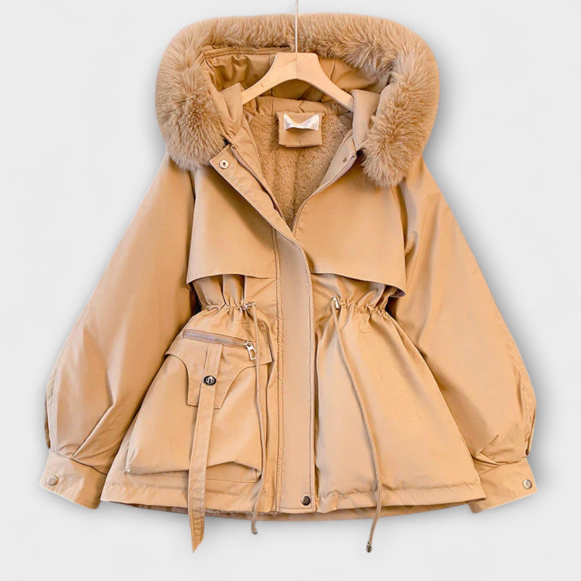 Bela - Élégante veste d'hiver Brévine avec col en fourrure