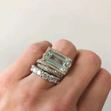 Ensemble de bagues en argent vintage avec verre turquoise