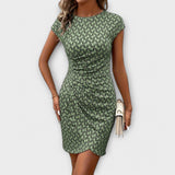 Emma - Robe tulipe à manches courtes avec impression intégrale